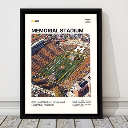 Memorial Stadium Print, Missouri Tigers Stadium Canvas Art, Man Cave Gift, Floating Framed Canvas Print Wall Art