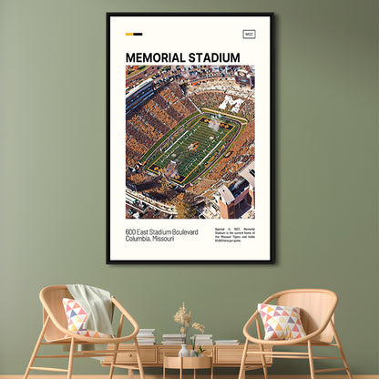 Memorial Stadium Print, Missouri Tigers Stadium Canvas Art, Man Cave Gift, Floating Framed Canvas Print Wall Art
