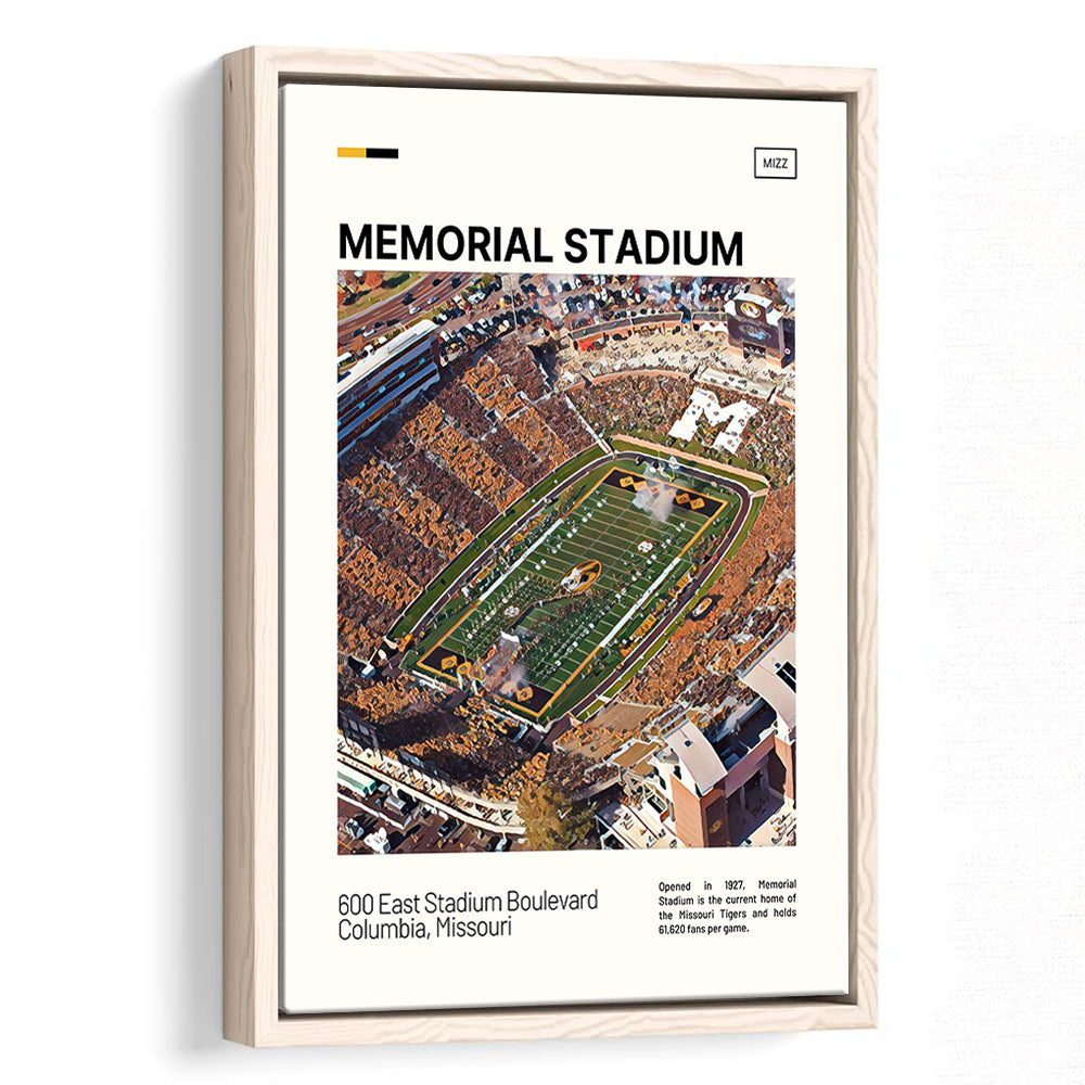 Memorial Stadium Print, Missouri Tigers Stadium Canvas Art, Man Cave Gift, Floating Framed Canvas Print Wall Art
