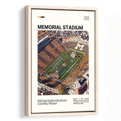 Memorial Stadium Print, Missouri Tigers Stadium Canvas Art, Man Cave Gift, Floating Framed Canvas Print Wall Art