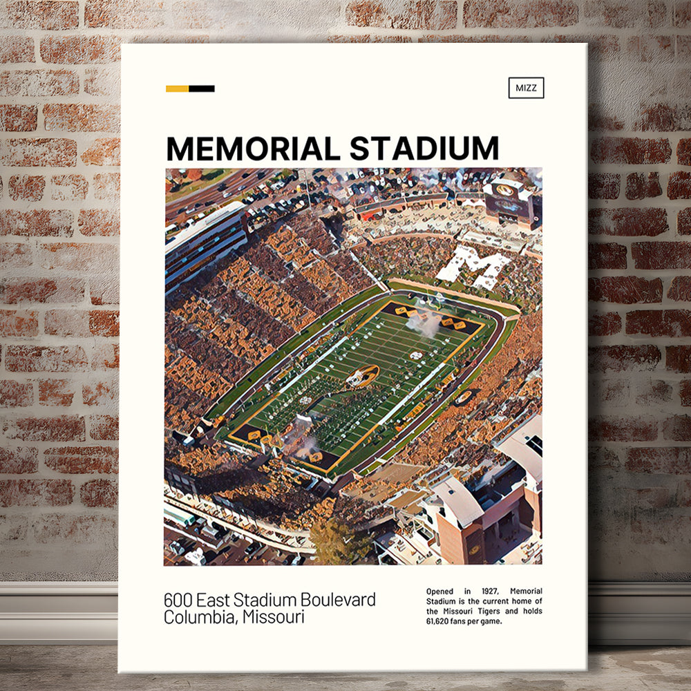 Memorial Stadium Print, Missouri Tigers Stadium Canvas Art, Fan Gifts, Sport Art, Canvas Print Wall Art