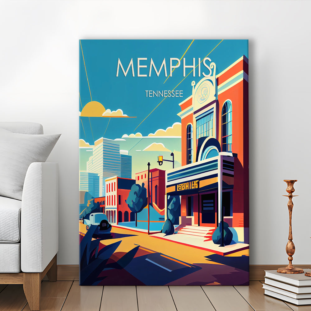 Memphis Retro Art Print, Memphis City Wall Art, Canvas Print, Painting Canvas, Living Room Decor