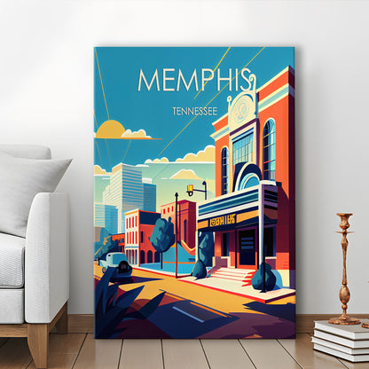 Memphis Retro Art Print, Memphis City Wall Art, Canvas Print, Painting Canvas, Living Room Decor