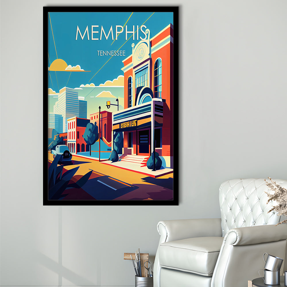 Memphis Retro Art Print, Memphis City Wall Art, Framed Art Print, Picture Framed, Painting Art