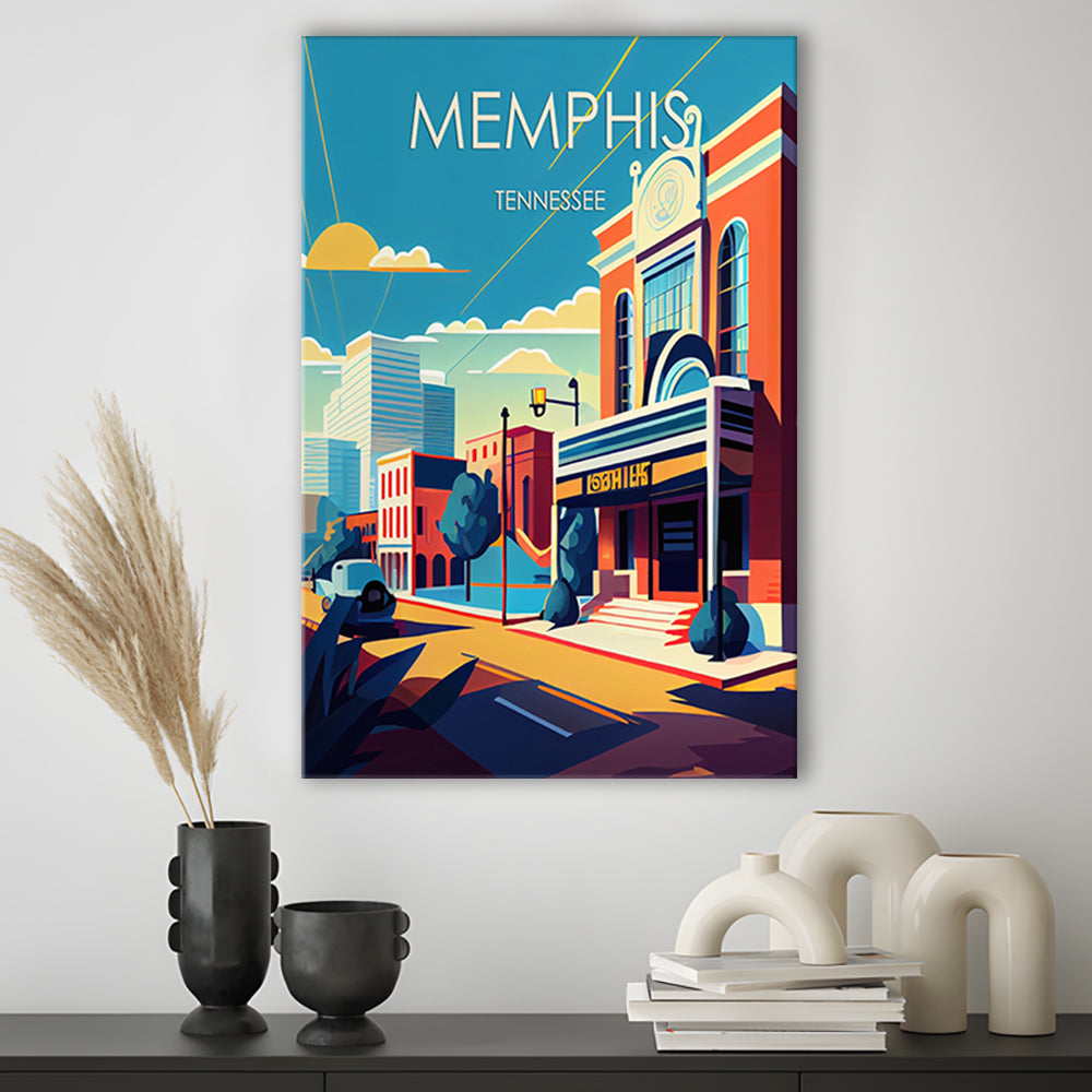 Memphis Retro Art Print, Memphis City Wall Art, Canvas Print, Painting Canvas, Living Room Decor