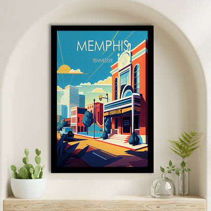 Memphis Retro Art Print, Memphis City Wall Art, Framed Art Print, Picture Framed, Painting Art