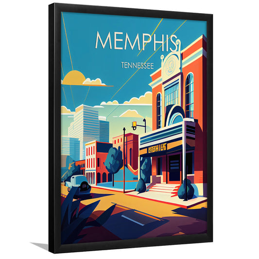 Memphis Retro Art Print, Memphis City Wall Art, Framed Art Print, Picture Framed, Painting Art
