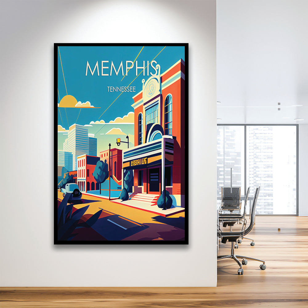 Memphis Retro Art Print, Memphis City Wall Art, Framed Art Print, Picture Framed, Painting Art