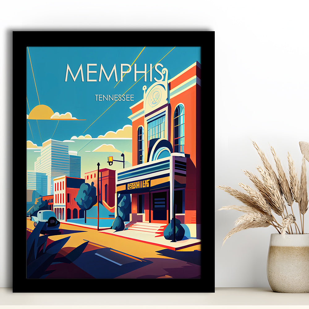 Memphis Retro Art Print, Memphis City Wall Art, Framed Art Print, Picture Framed, Painting Art