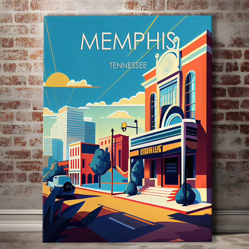 Memphis Retro Art Print, Memphis City Wall Art, Canvas Print, Painting Canvas, Living Room Decor