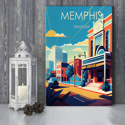 Memphis Retro Art Print, Memphis City Wall Art, Canvas Print, Painting Canvas, Living Room Decor