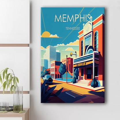 Memphis Retro Art Print, Memphis City Wall Art, Canvas Print, Painting Canvas, Living Room Decor