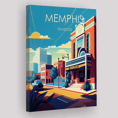 Memphis Retro Art Print, Memphis City Wall Art, Canvas Print, Painting Canvas, Living Room Decor