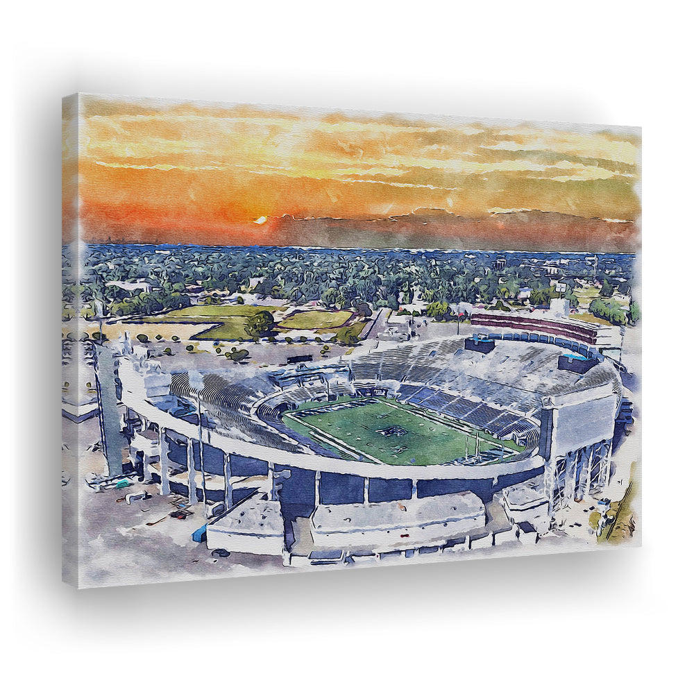 Memphis Tigers, Liberty Bowl Memorial Painting Stadium Watercolor, Sport Art, Gifts for him, Canvas Print Wall Art