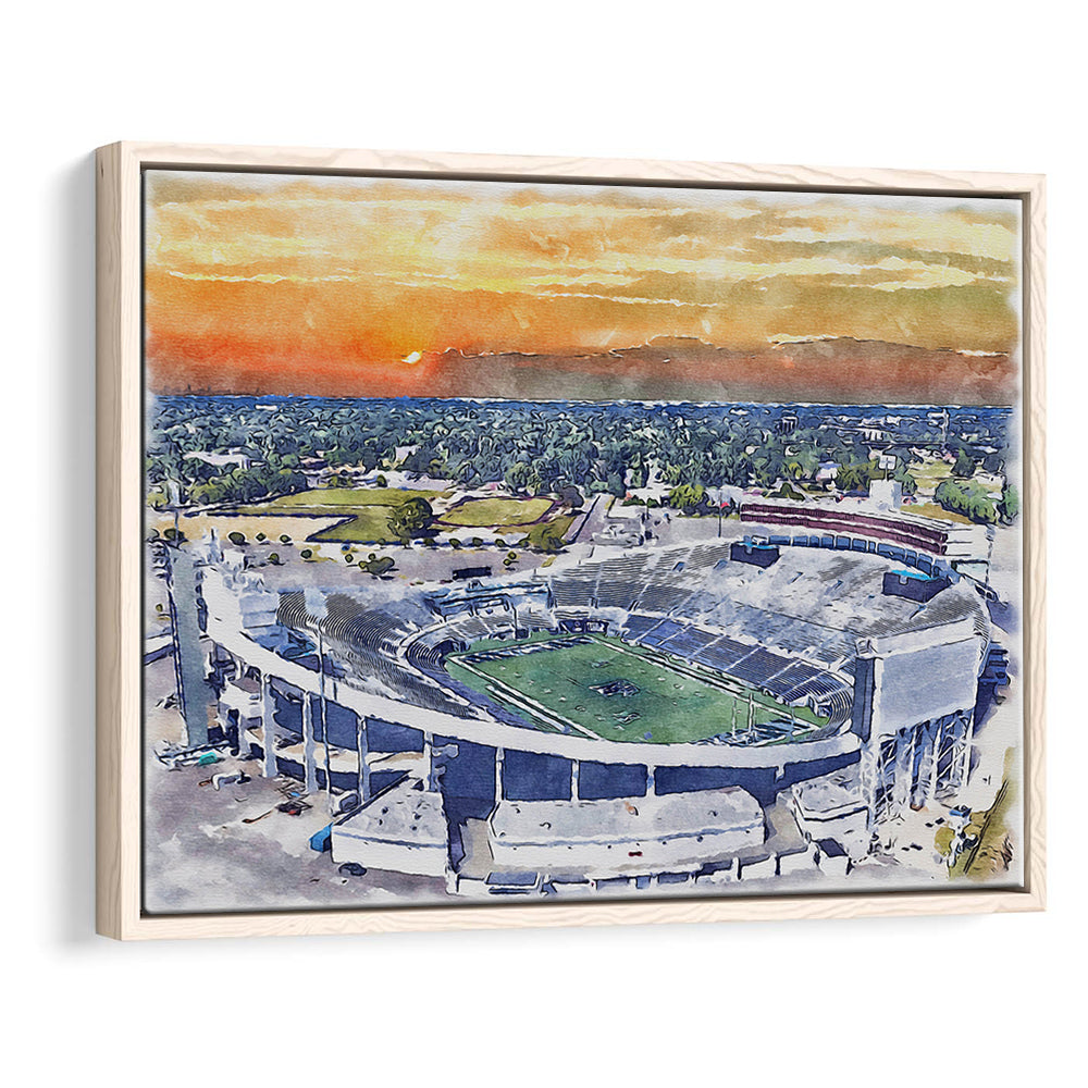 Memphis Tigers, Liberty Bowl Memorial Painting Stadium Watercolor, Sport Gift Art, Framed Canvas Print Wall Art