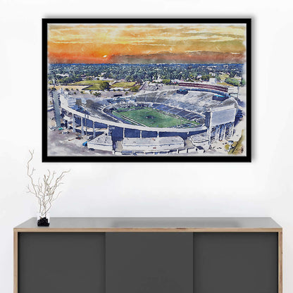 Memphis Tigers, Liberty Bowl Memorial Painting Stadium Watercolor, Sport Gift Art, Framed Art Print Wall Decor