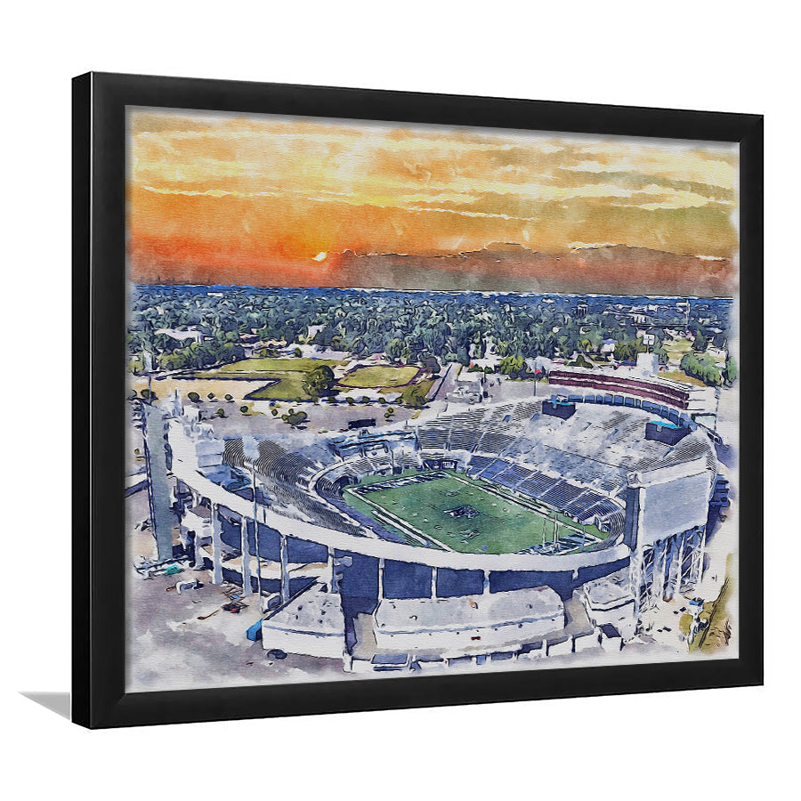 Memphis Tigers, Liberty Bowl Memorial Painting Stadium Watercolor, Sport Gift Art, Framed Art Print Wall Decor