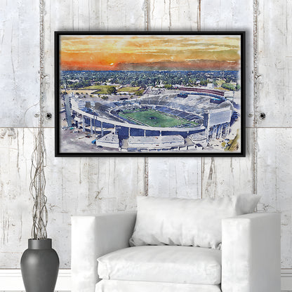 Memphis Tigers, Liberty Bowl Memorial Painting Stadium Watercolor, Sport Gift Art, Framed Canvas Print Wall Art
