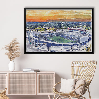 Memphis Tigers, Liberty Bowl Memorial Painting Stadium Watercolor, Sport Gift Art, Framed Canvas Print Wall Art