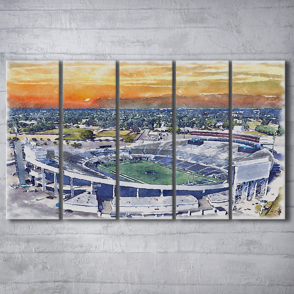 Memphis Tigers, Liberty Bowl Memorial Painting Stadium Watercolor, Sport Art, Extra Large Canvas Print Wall Art