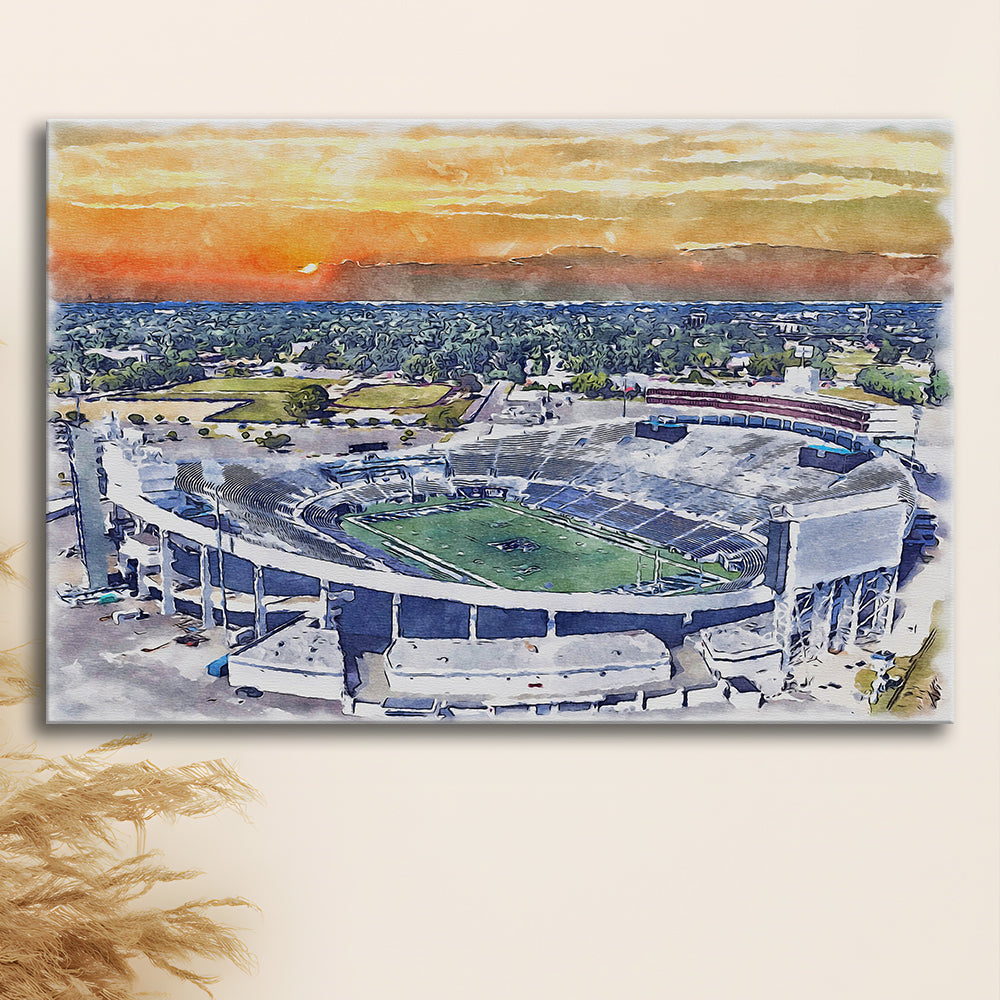 Memphis Tigers, Liberty Bowl Memorial Painting Stadium Watercolor, Sport Art, Gifts for him, Canvas Print Wall Art