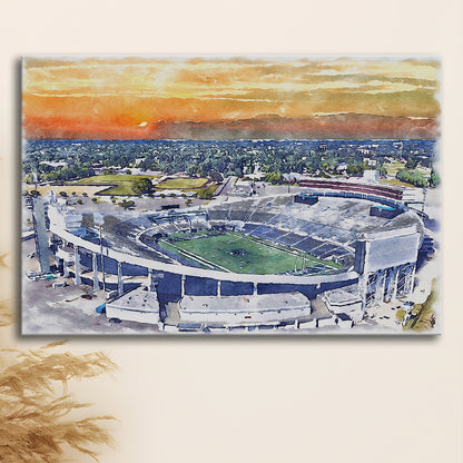 Memphis Tigers, Liberty Bowl Memorial Painting Stadium Watercolor, Sport Art, Gifts for him, Canvas Print Wall Art