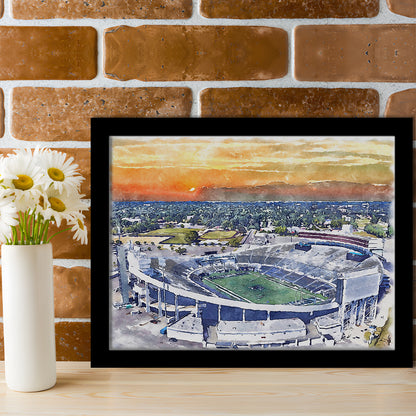 Memphis Tigers, Liberty Bowl Memorial Painting Stadium Watercolor, Sport Gift Art, Framed Art Print Wall Decor