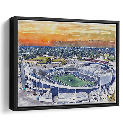 Memphis Tigers, Liberty Bowl Memorial Painting Stadium Watercolor, Sport Gift Art, Framed Canvas Print Wall Art