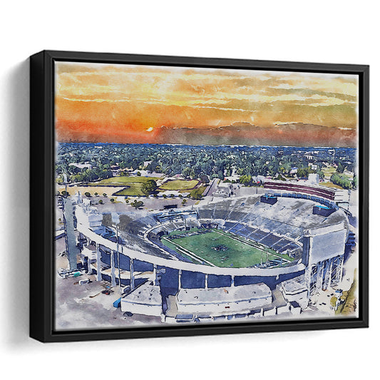 Memphis Tigers, Liberty Bowl Memorial Painting Stadium Watercolor, Sport Gift Art, Framed Canvas Print Wall Art