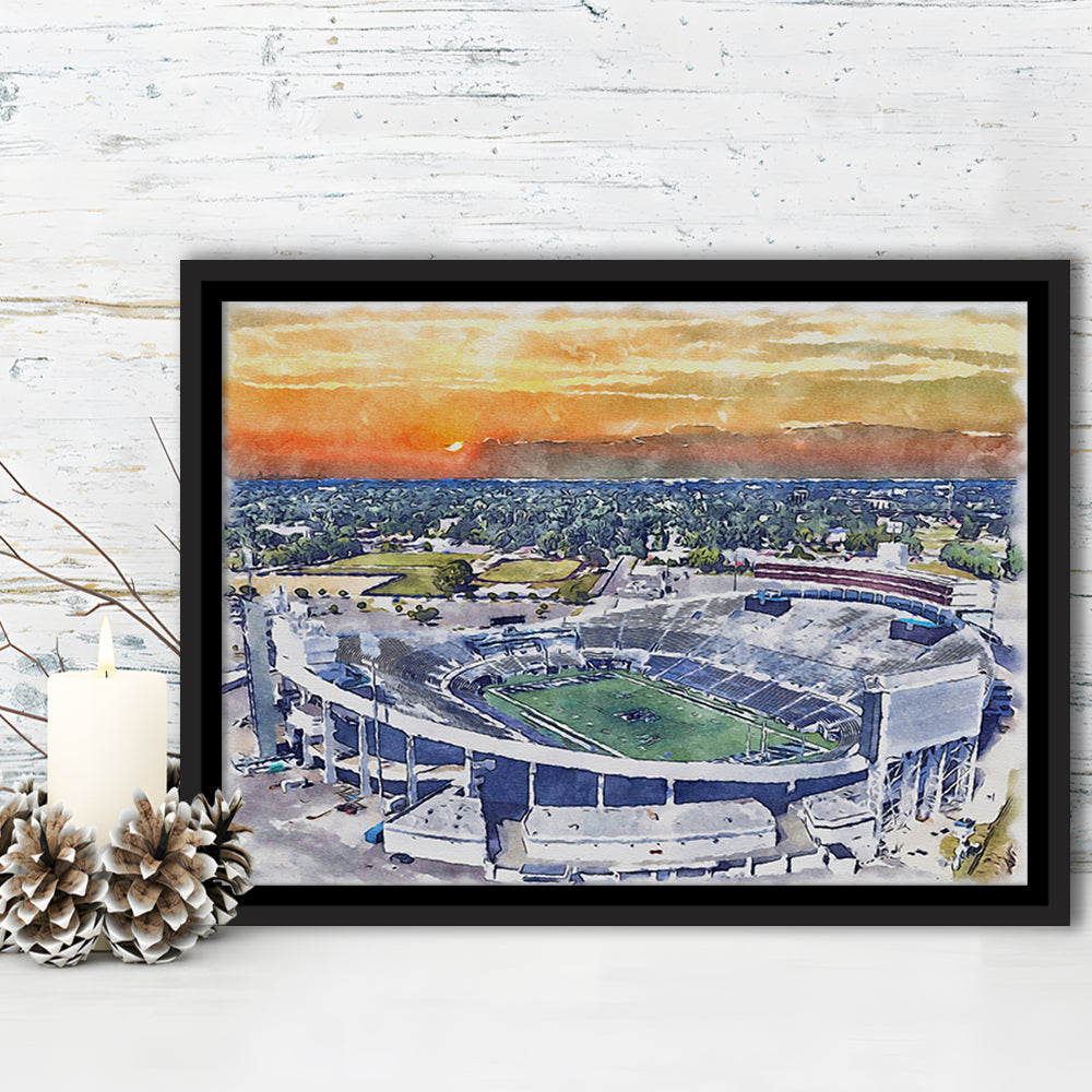 Memphis Tigers, Liberty Bowl Memorial Painting Stadium Watercolor, Sport Gift Art, Framed Canvas Print Wall Art