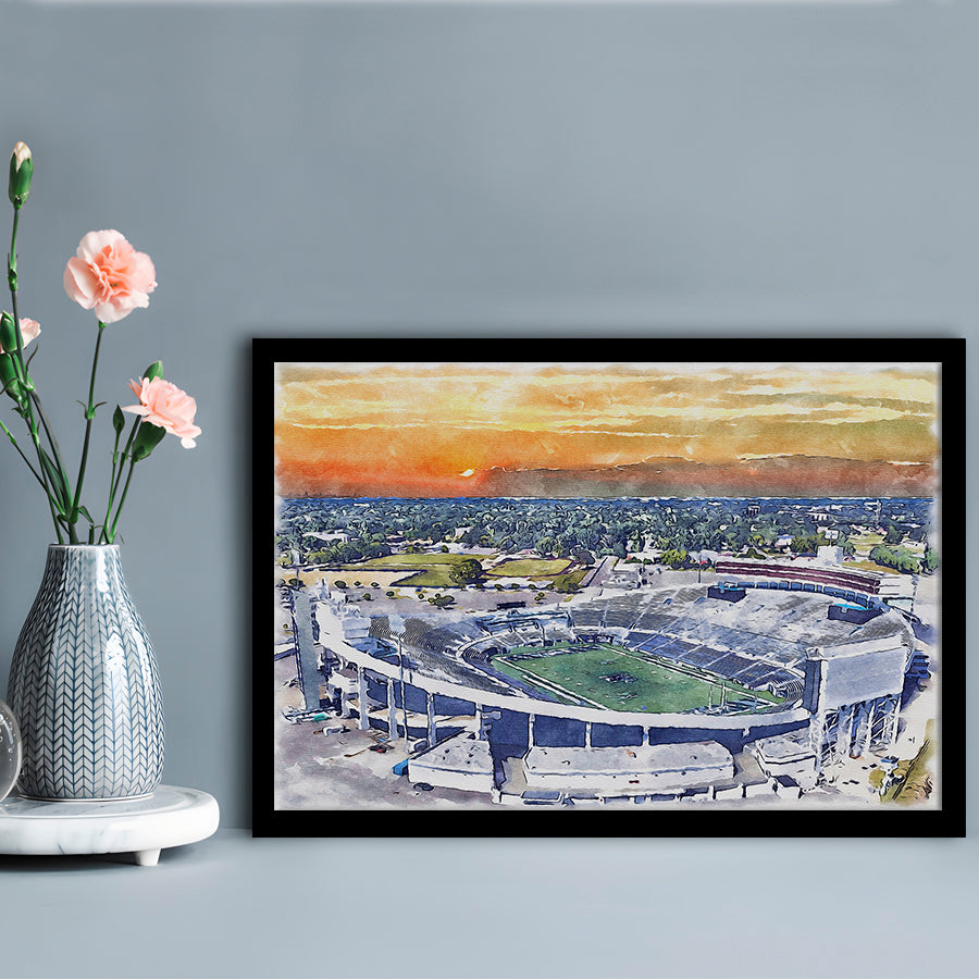 Memphis Tigers, Liberty Bowl Memorial Painting Stadium Watercolor, Sport Gift Art, Framed Art Print Wall Decor