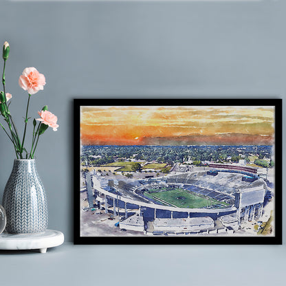 Memphis Tigers, Liberty Bowl Memorial Painting Stadium Watercolor, Sport Gift Art, Framed Art Print Wall Decor