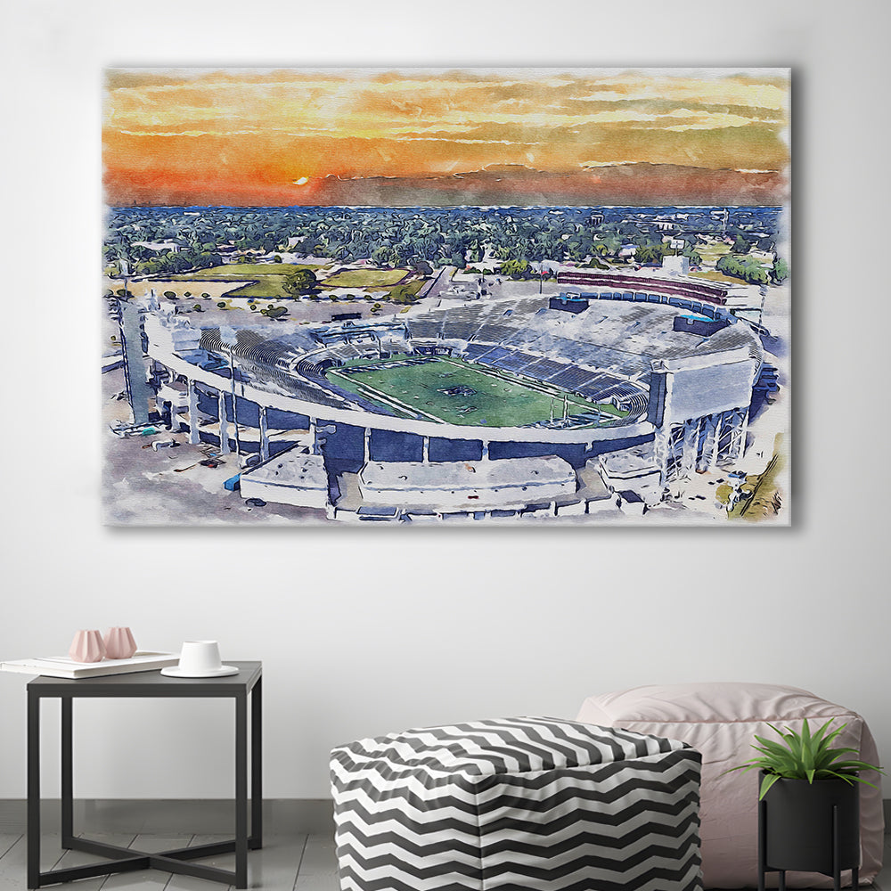 Memphis Tigers, Liberty Bowl Memorial Painting Stadium Watercolor, Sport Art, Gifts for him, Canvas Print Wall Art