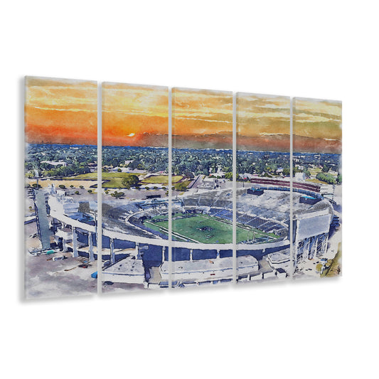 Memphis Tigers, Liberty Bowl Memorial Painting Stadium Watercolor, Sport Art, Extra Large Canvas Print Wall Art