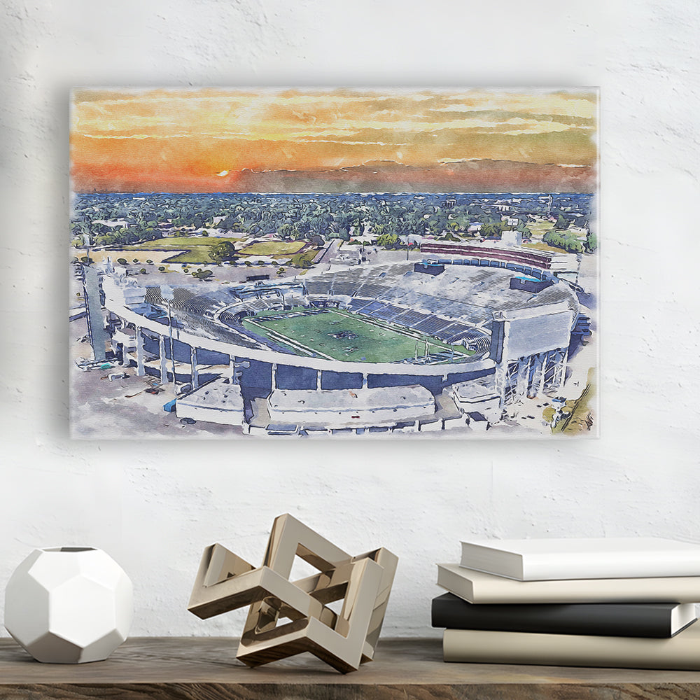 Memphis Tigers, Liberty Bowl Memorial Painting Stadium Watercolor, Sport Art, Gifts for him, Canvas Print Wall Art
