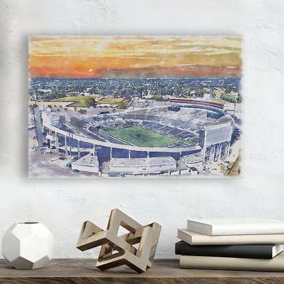Memphis Tigers, Liberty Bowl Memorial Painting Stadium Watercolor, Sport Art, Gifts for him, Canvas Print Wall Art