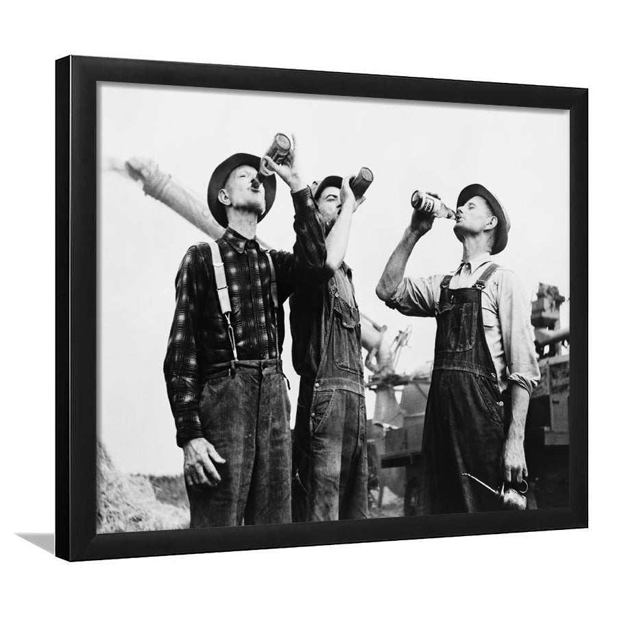 Men Drinking Beer Black and White Art Vintage Bar Prints, Framed Art Print Wall Decor