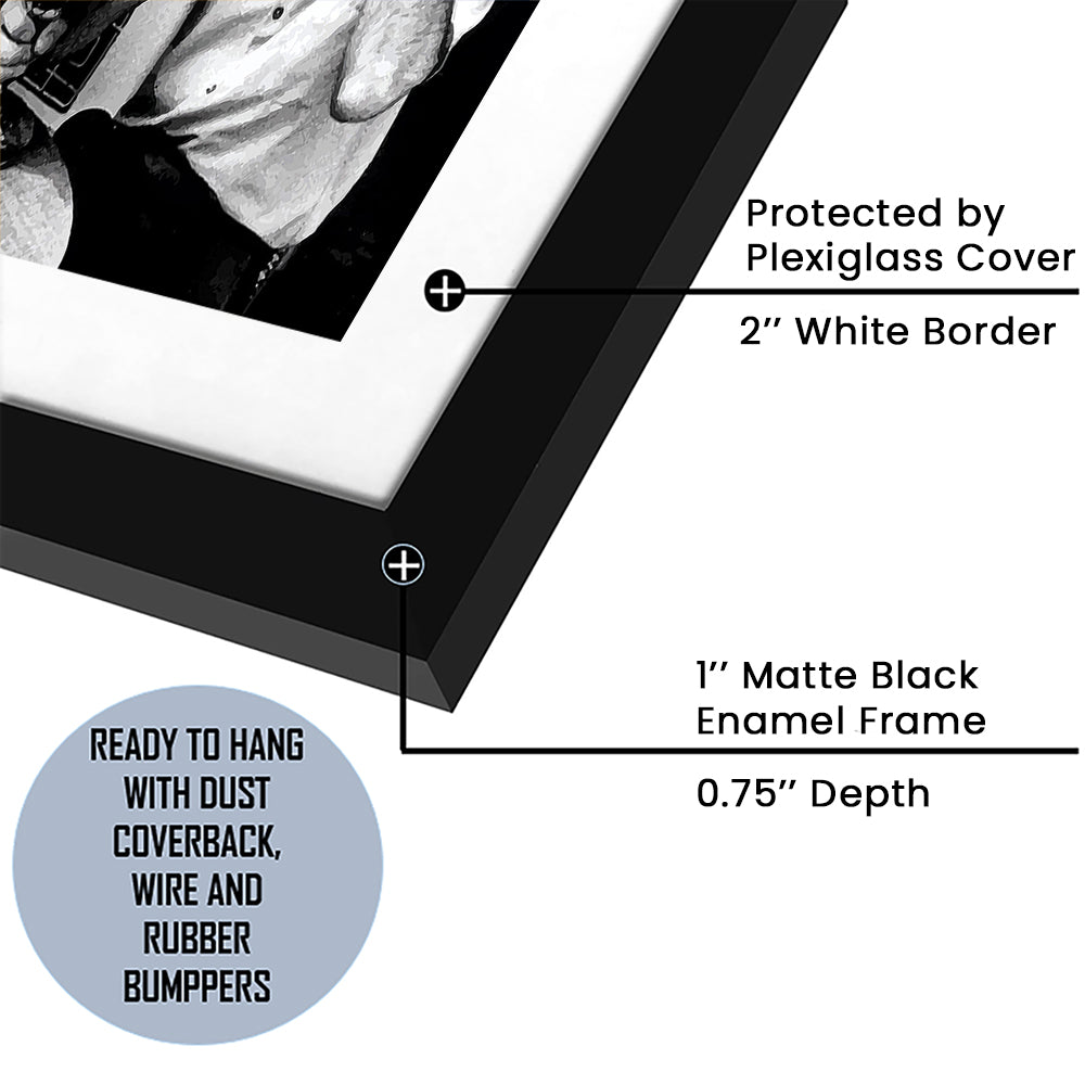Men Drinking Giant Beer, Black and White, Cocktail Wall Art, Funny Kitchen Print, Framed Art Print White Border Wall Decor