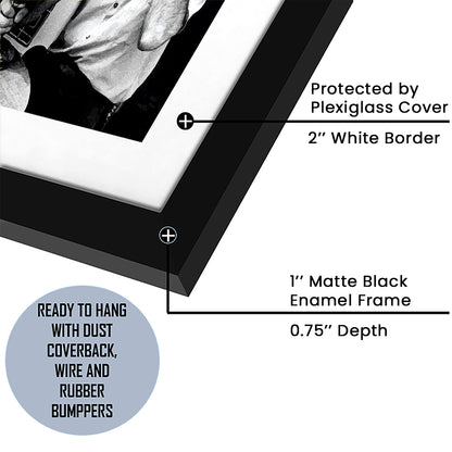 Men Drinking Giant Beer, Black and White, Cocktail Wall Art, Funny Kitchen Print, Framed Art Print White Border Wall Decor