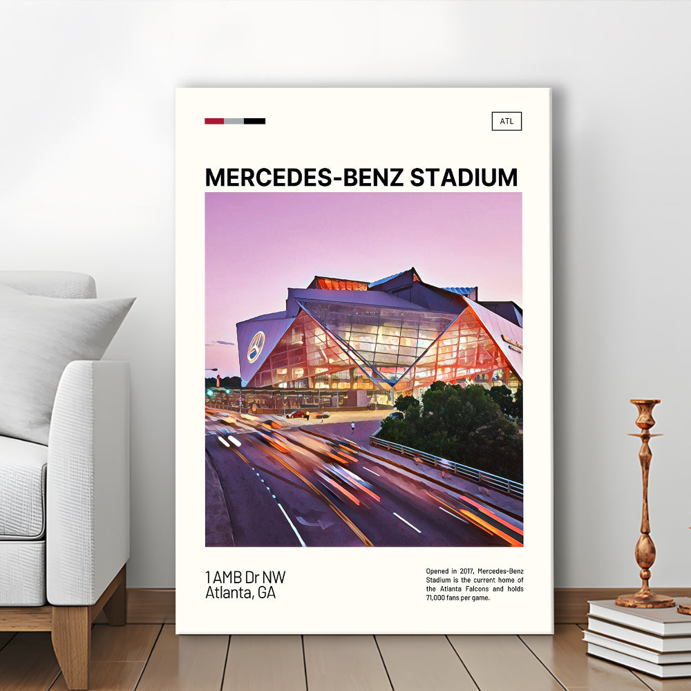 Mercedes-Benz Stadium Print, Atlanta Falcons Stadium Canvas Art, Fan Gifts, Sport Art, Canvas Print Wall Art