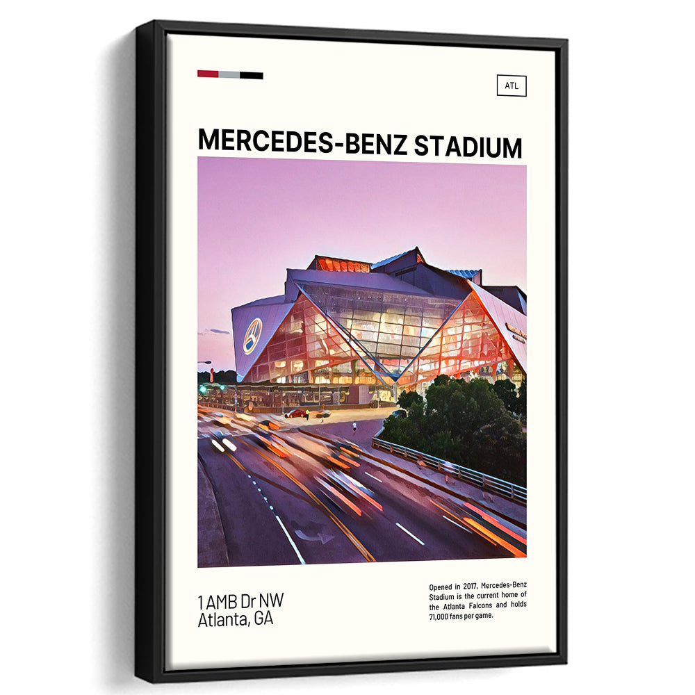 Mercedes-Benz Stadium Print, Atlanta Falcons Stadium Canvas Art, Man Cave Gift, Floating Framed Canvas Print Wall Art