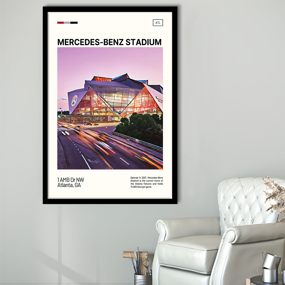 Mercedes-Benz Stadium Print, Atlanta Falcons Stadium Art, Gifts for him, Sport Art, Framed Art Print Wall Decor