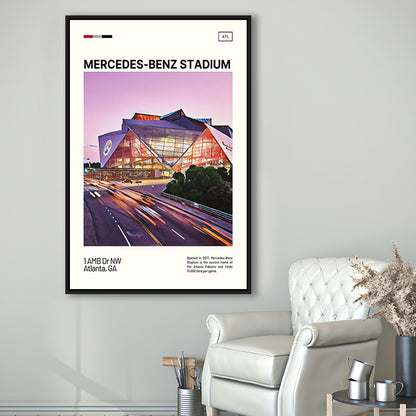 Mercedes-Benz Stadium Print, Atlanta Falcons Stadium Canvas Art, Man Cave Gift, Floating Framed Canvas Print Wall Art