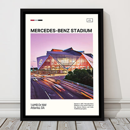 Mercedes-Benz Stadium Print, Atlanta Falcons Stadium Canvas Art, Man Cave Gift, Floating Framed Canvas Print Wall Art