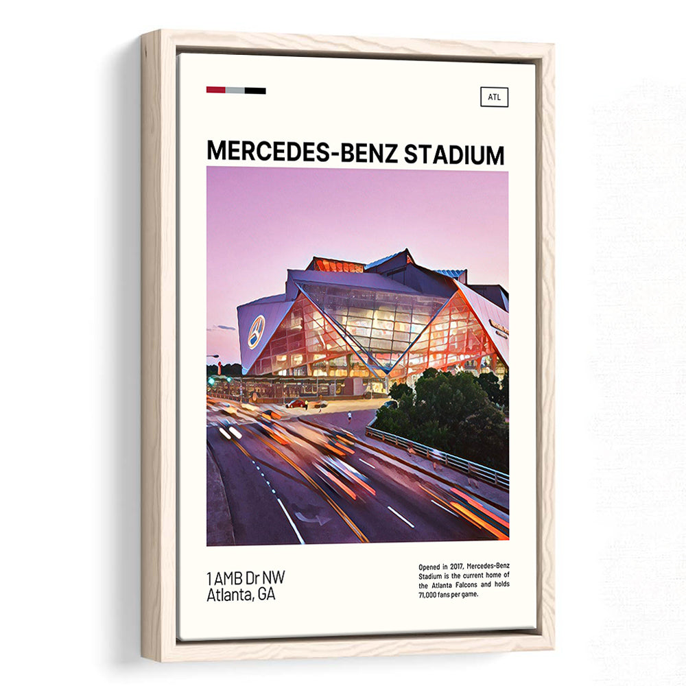 Mercedes-Benz Stadium Print, Atlanta Falcons Stadium Canvas Art, Man Cave Gift, Floating Framed Canvas Print Wall Art