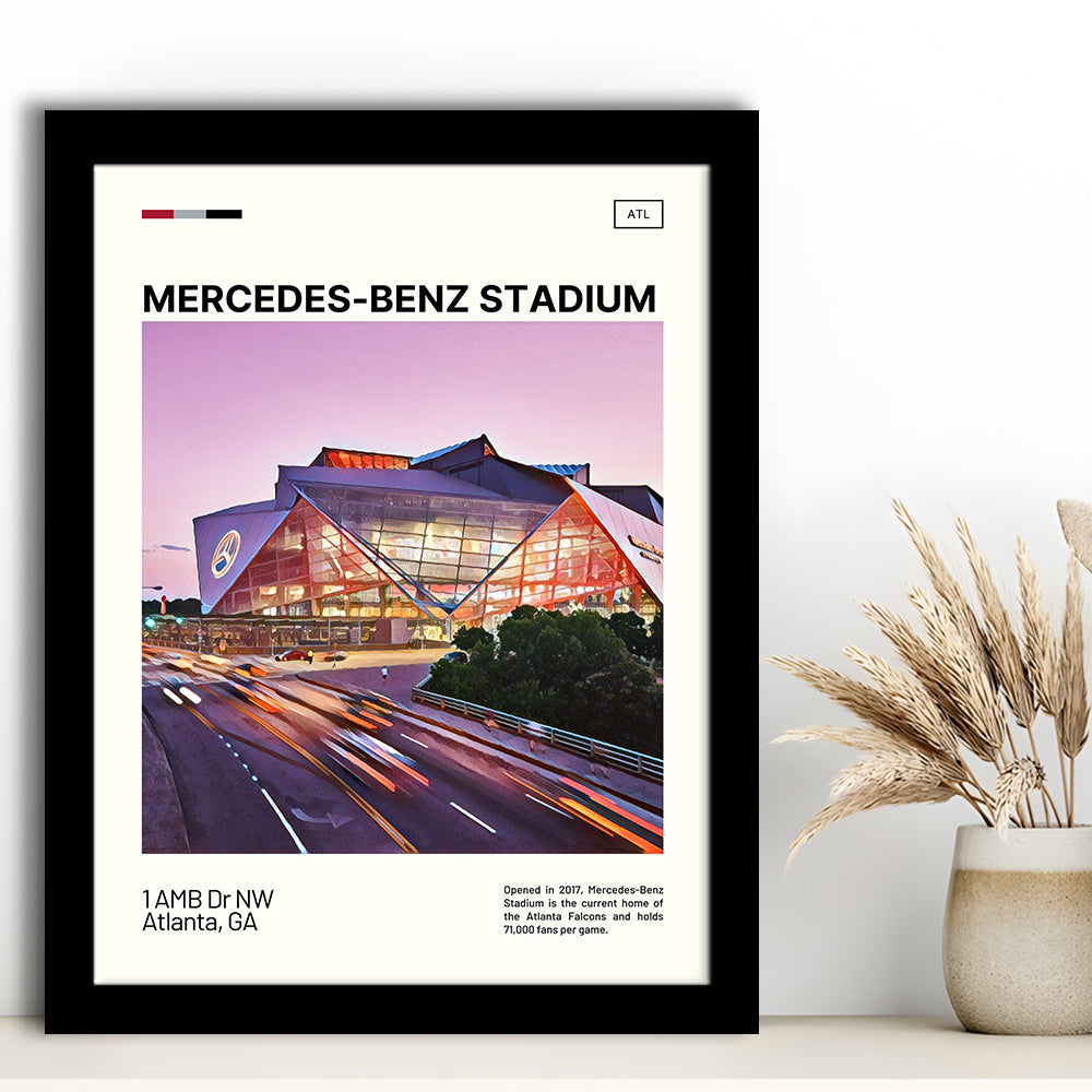 Mercedes-Benz Stadium Print, Atlanta Falcons Stadium Art, Gifts for him, Sport Art, Framed Art Print Wall Decor