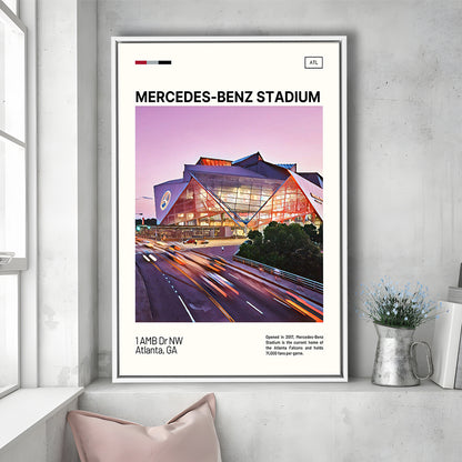 Mercedes-Benz Stadium Print, Atlanta Falcons Stadium Canvas Art, Man Cave Gift, Floating Framed Canvas Print Wall Art
