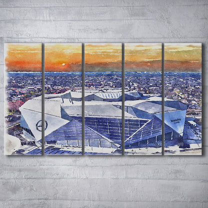 Mercedes-Benz Painting Stadium Watercolor, Atlanta Georgia Watercolor, Sport Art, Extra Large Canvas Print Wall Art