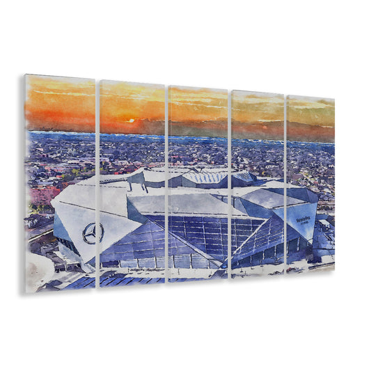 Mercedes-Benz Painting Stadium Watercolor, Atlanta Georgia Watercolor, Sport Art, Extra Large Canvas Print Wall Art