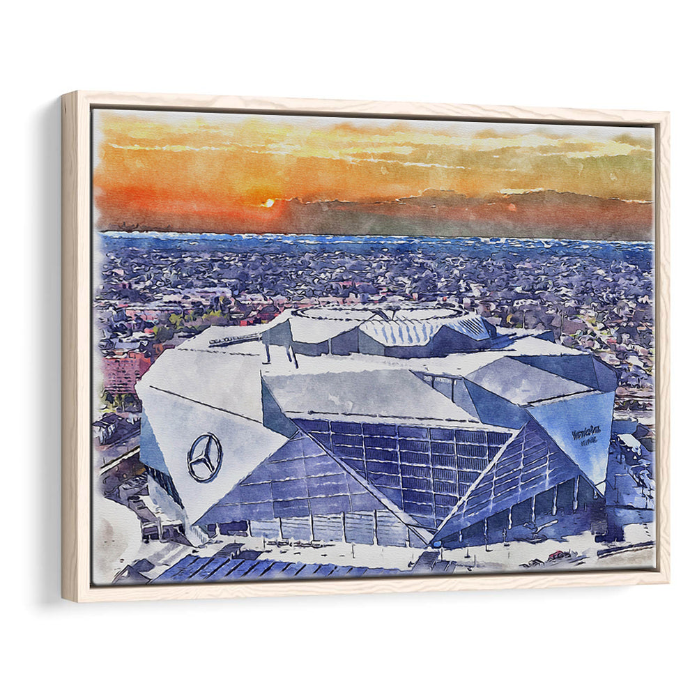 Mercedes-Benz Painting Stadium Watercolor, Atlanta Georgia Watercolor, Sport Gift Art, Framed Canvas Print Wall Art